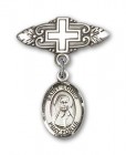 Pin Badge with St. Louise de Marillac Charm and Badge Pin with Cross