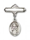 Pin Badge with St. Agatha Charm and Polished Engravable Badge Pin