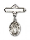 Pin Badge with St. Thomas A Becket Charm and Polished Engravable Badge Pin