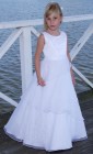 First Communion Dress in Satin with Asymmetrical Organza Skirt 