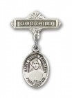 Pin Badge with St. Maria Faustina Charm and Godchild Badge Pin