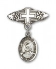 Pin Badge with St. Josemaria Escriva Charm and Badge Pin with Cross