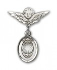 Baby Pin with Baptism Charm and Angel with Smaller Wings Badge Pin