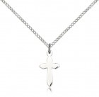 High Polished Budded Etched Cross Pendant