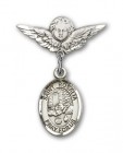 Pin Badge with St. Rosalia Charm and Angel with Smaller Wings Badge Pin