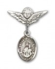 Pin Badge with Our Lady of Consolation Charm and Angel with Smaller Wings Badge Pin