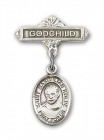 Pin Badge with St. Maximilian Kolbe Charm and Godchild Badge Pin