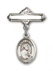 Pin Badge with St. Peter the Apostle Charm and Polished Engravable Badge Pin