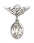 Pin Badge with St. Richard Charm and Angel with Smaller Wings Badge Pin