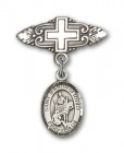 Pin Badge with St. Martin of Tours Charm and Badge Pin with Cross