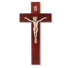 Dark Cherry Wood Crucifix - 9 inch