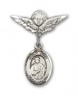 Pin Badge with St. Jude Thaddeus Charm and Angel with Smaller Wings Badge Pin