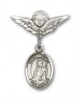 Pin Badge with St. Lucia of Syracuse Charm and Angel with Smaller Wings Badge Pin