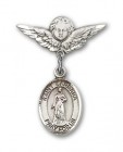 Pin Badge with St. Barbara Charm and Angel with Smaller Wings Badge Pin