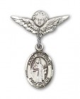 Pin Badge with St. Brendan the Navigator Charm and Angel with Smaller Wings Badge Pin