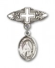 Pin Badge with St. Veronica Charm and Badge Pin with Cross