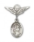 Pin Badge with St. Matthew the Apostle Charm and Angel with Smaller Wings Badge Pin