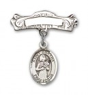 Pin Badge with St. Agatha Charm and Arched Polished Engravable Badge Pin