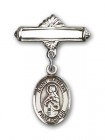 Pin Badge with St. Matilda Charm and Polished Engravable Badge Pin
