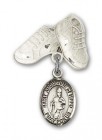 Pin Badge with St. Augustine of Hippo Charm and Baby Boots Pin