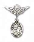 Pin Badge with Our Lady of Lourdes Charm and Angel with Smaller Wings Badge Pin