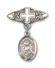 Pin Badge with St. Catherine Laboure Charm and Badge Pin with Cross