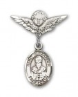 Pin Badge with St. Alexander Sauli Charm and Angel with Smaller Wings Badge Pin
