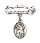 Pin Badge with St. Juan Diego Charm and Arched Polished Engravable Badge Pin