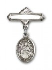 Pin Badge with St. Gabriel Possenti Charm and Polished Engravable Badge Pin