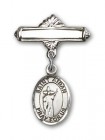 Pin Badge with St. Aidan of Lindesfarne Charm and Polished Engravable Badge Pin