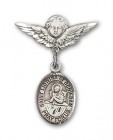 Pin Badge with St. Lidwina of Schiedam Charm and Angel with Smaller Wings Badge Pin