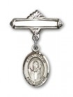 Pin Badge with St. David of Wales Charm and Polished Engravable Badge Pin