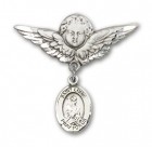 Pin Badge with St. Louis Charm and Angel with Larger Wings Badge Pin