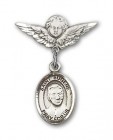Pin Badge with St. Eugene de Mazenod Charm and Angel with Smaller Wings Badge Pin