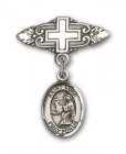 Pin Badge with St. Luke the Apostle Charm and Badge Pin with Cross