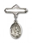 Pin Badge with St. Joseph of Arimathea Charm and Polished Engravable Badge Pin