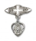 Pin Badge with Miraculous Charm and Badge Pin with Cross