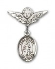 Pin Badge with St. Rachel Charm and Angel with Smaller Wings Badge Pin