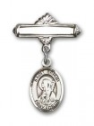 Pin Badge with St. Brigid of Ireland Charm and Polished Engravable Badge Pin