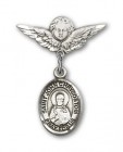 Pin Badge with St. John Chrysostom Charm and Angel with Smaller Wings Badge Pin
