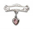 Engravable Sterling Silver Baby Pin with Pink Enamel Miraculous Charm