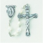 5mm Genuine Mother of Pearl Bead Rosary in Sterling Silver