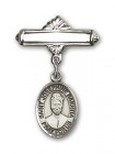 Pin Badge with St. Josephine Bakhita Charm and Polished Engravable Badge Pin