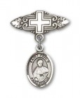 Pin Badge with St. Pius X Charm and Badge Pin with Cross