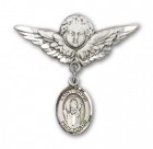 Pin Badge with St. David of Wales Charm and Angel with Larger Wings Badge Pin