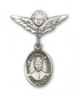 Pin Badge with St. Josephine Bakhita Charm and Angel with Smaller Wings Badge Pin