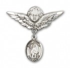 Pin Badge with St. Amelia Charm and Angel with Larger Wings Badge Pin