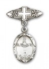 Baby Pin with Baptism Charm and Badge Pin with Cross