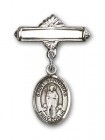 Pin Badge with St. Barnabas Charm and Polished Engravable Badge Pin