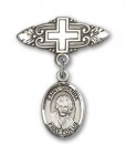 Pin Badge with St. Gianna Beretta Molla Charm and Badge Pin with Cross
